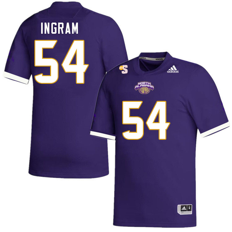 Men-Youth #54 Jyheam Ingram North Alabama Lions 2023 College Football Jerseys Stitched Sale-Purple